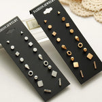 9 Paar Sets sortiert Mehrere Ohrstecker Schmuckset mit Karte für Damen und Mädchen, Gold, Silber