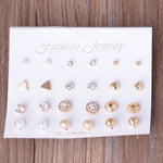 12er Set verschiedene Ohrstecker-Schmucksets mit Karte für Damen und Mädchen (Silber), Gold, Silber