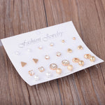 12er Set verschiedene Ohrstecker-Schmucksets mit Karte für Damen und Mädchen (Silber), Gold, Silber
