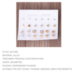 12er Set verschiedene Ohrstecker-Schmucksets mit Karte für Damen und Mädchen (Silber), Gold, Silber
