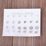 12er Set verschiedene Ohrstecker-Schmucksets mit Karte für Damen und Mädchen (Silber), Gold, Silber