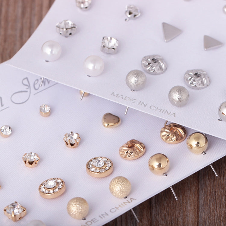 12er Set verschiedene Ohrstecker-Schmucksets mit Karte für Damen und Mädchen (Silber), Gold, Silber