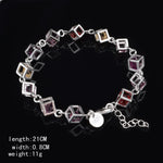 Hohles kariertes, farbenfrohes Strass-Modearmband in Silber (Silber)