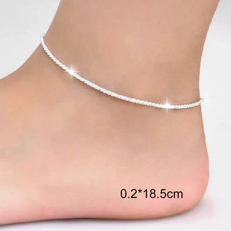 Schlichtes, elegantes Damen-Fußkettchen mit Stern, silberplattiert (Silber)