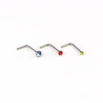 60 STÜCK farbig gemischte diamantförmige Nasenstecker aus Edelstahl, L-förmiges Piercing-Schmuck, Stiftlänge: 7 mm, Stiftdurchmesser: 0,6 mm (Farbe), Farbe (60 STÜCK), Weiß (60 STÜCK)