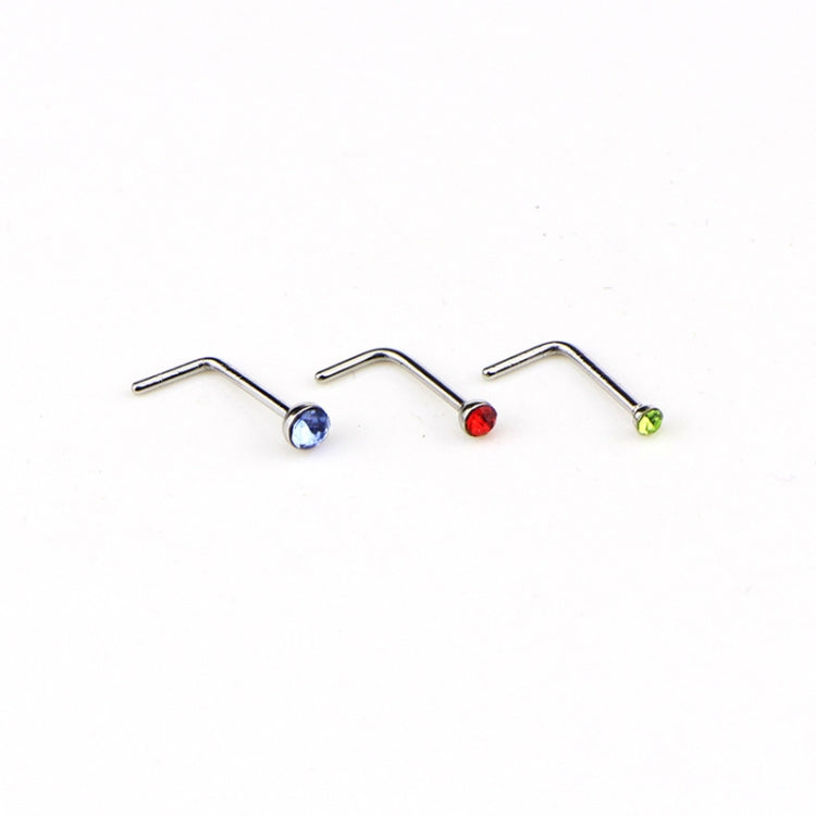 60 STÜCK farbig gemischte diamantförmige Nasenstecker aus Edelstahl, L-förmiges Piercing-Schmuck, Stiftlänge: 7 mm, Stiftdurchmesser: 0,6 mm (Farbe), Farbe (60 STÜCK), Weiß (60 STÜCK)