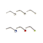 60 STÜCK farbig gemischte diamantförmige Nasenstecker aus Edelstahl, L-förmiges Piercing-Schmuck, Stiftlänge: 7 mm, Stiftdurchmesser: 0,6 mm (Farbe), Farbe (60 STÜCK), Weiß (60 STÜCK)