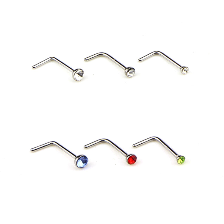 60 STÜCK farbig gemischte diamantförmige Nasenstecker aus Edelstahl, L-förmiges Piercing-Schmuck, Stiftlänge: 7 mm, Stiftdurchmesser: 0,6 mm (Farbe), Farbe (60 STÜCK), Weiß (60 STÜCK)
