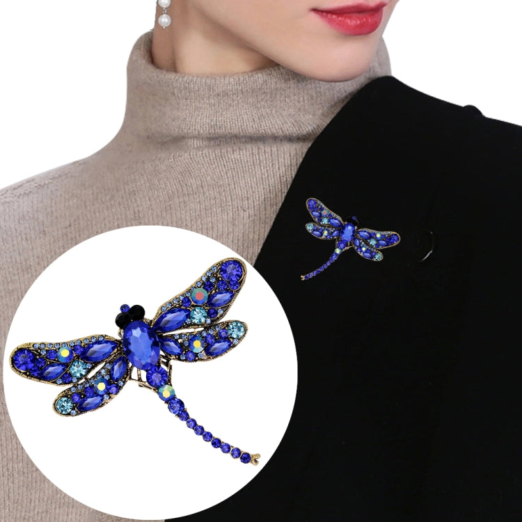 Vintage Klassische Libellen-Brosche mit Strasssteinen, Blau