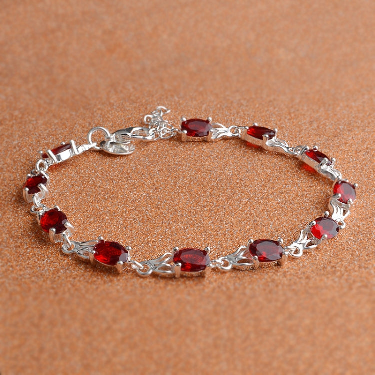 Damen modisches Temperament Rubinarmband (Rot+Silber)
