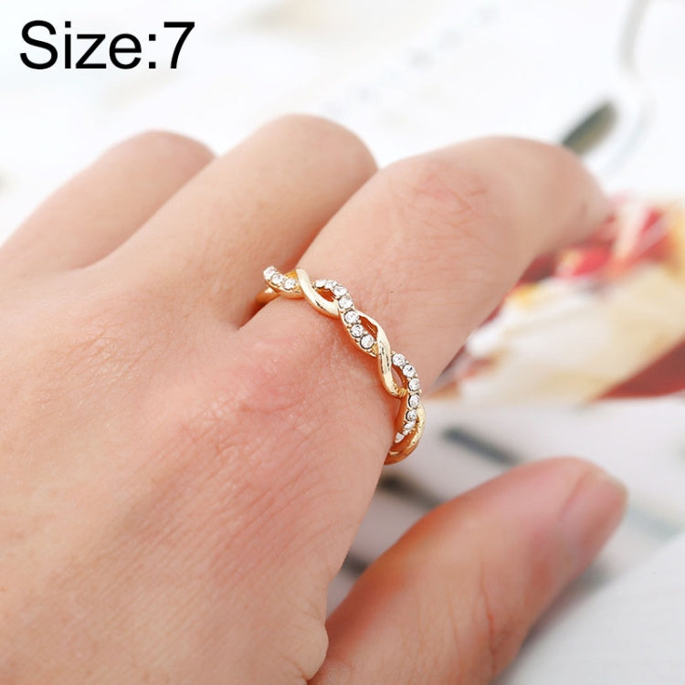 Schlichter, stylischer Damenring mit Strass-Verdrehung (US-Größe: 7), US-Größe: 7