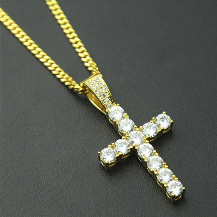 Hip Hop Claw Set Premium Zirkon Kreuzanhänger Halskette (Gold)