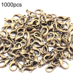 1000 Stück 12mm DIY Schmuckzubehör Hochwertige Legierung Hummerverschluss, 1000 Stück