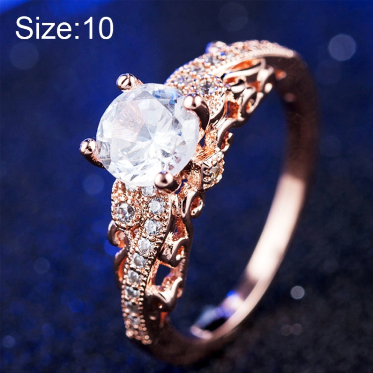 1 Paar Damen Mode Mikro-eingesetzter Zirkon Verlobungsring Prinzessin Königin Aristokratisches Temperament Paarring (Roségold US-Größe: 10), US-Größe: 10