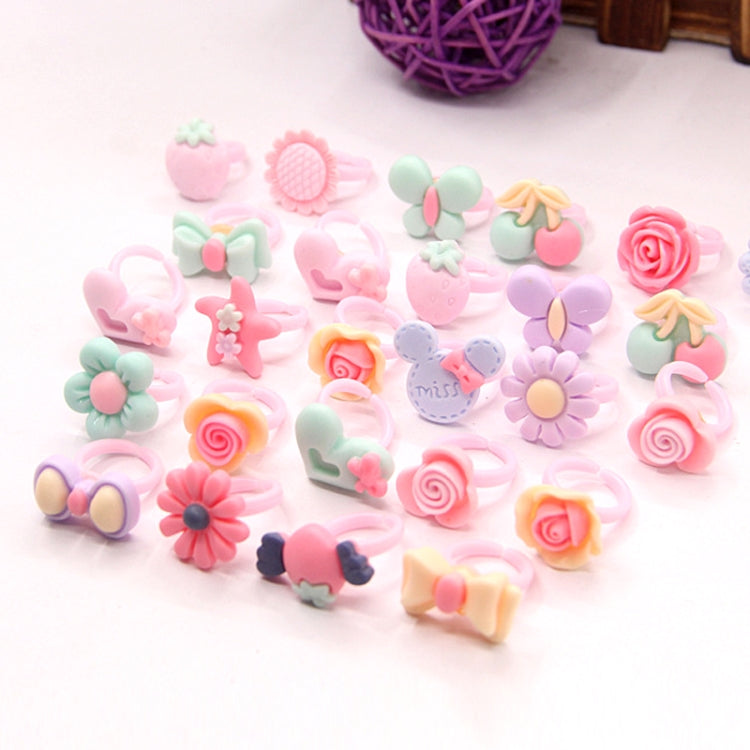 50 PCS Children Cute Cartoon Resin Flower Animal Heart Bow-knot Ring, Frosted Surface, Frosted Surface, 50 PCS