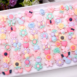 50 PCS Children Cute Cartoon Resin Flower Animal Heart Bow-knot Ring, Frosted Surface, Frosted Surface, 50 PCS