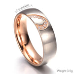 Modischer Strass-Herz-Partnerring aus feinem Titanstahl für Damen und Herren (Gold mit Diamant, US-Größe: 7), Gold mit Diamant, US-Größe: 7