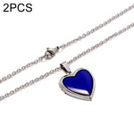2 Stück MN4008 Herz Foto-Box Anhänger Temperaturempfindliche Verfärbungs-Halskette Schmuck