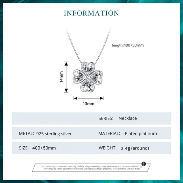 BSN334 Sterlingsilber S925 Weißgoldbeschichtete Glücksklee Anhänger Halskette, BSN334
