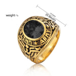 Retro-Ring aus Titanstahl mit rundem Edelstein und Soldatenmotiv für Herren, US-Größe: 11, Durchmesser: 20,7 mm, Umfang: 65 mm