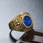 Retro-Ring aus Titanstahl mit rundem Edelstein und Soldatenmotiv für Herren, US-Größe: 11, Durchmesser: 20,7 mm, Umfang: 65 mm