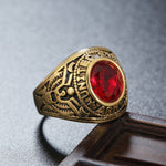 Retro-Ring aus Titanstahl mit rundem Edelstein und Soldatenmotiv für Herren, US-Größe: 11, Durchmesser: 20,7 mm, Umfang: 65 mm