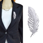 Schlichte Damen Feder Muster Hochwertige Platin Anzug Corsage Brosche, Feder Muster