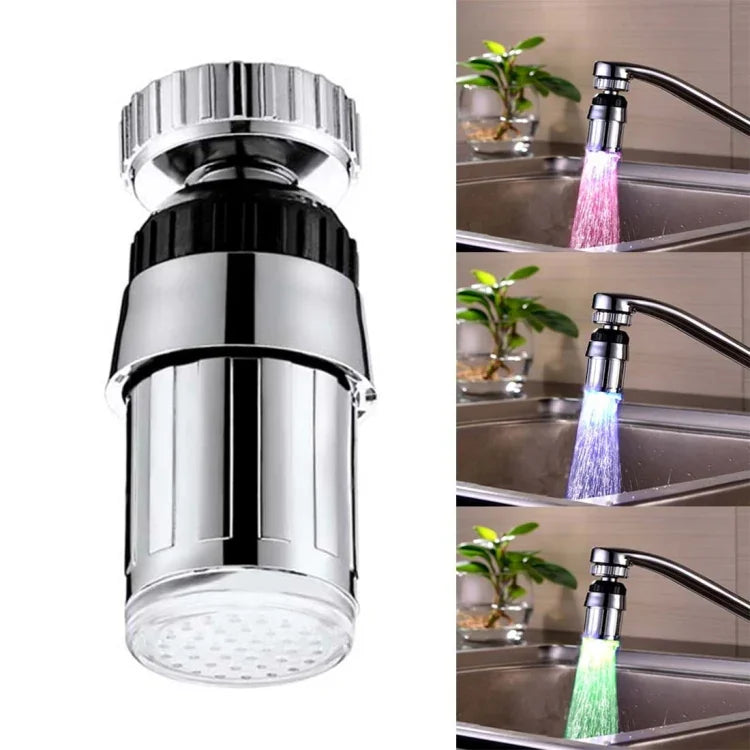 SDF-B6 1 LED ABS Temperatur Sensor 3-Farben LED Wasserhahnlicht Wasser Glühen Dusche, Größe: 58 x 24mm, Schnittstelle: 22mm (Silber), SDF-B6 3-Farben