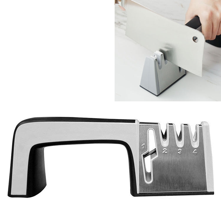 4-in-1-Edelstahl-Messerschärfer Vierfach-Hand-Schnellschärfgerät mit rutschfestem Griff, 4 in 1 (Schwarz), 4 in 1 (Rot)