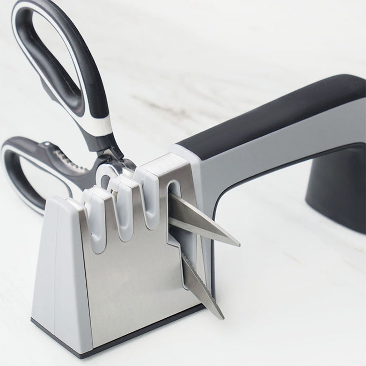 4-in-1-Edelstahl-Messerschärfer Vierfach-Hand-Schnellschärfgerät mit rutschfestem Griff, 4 in 1 (Schwarz), 4 in 1 (Rot)