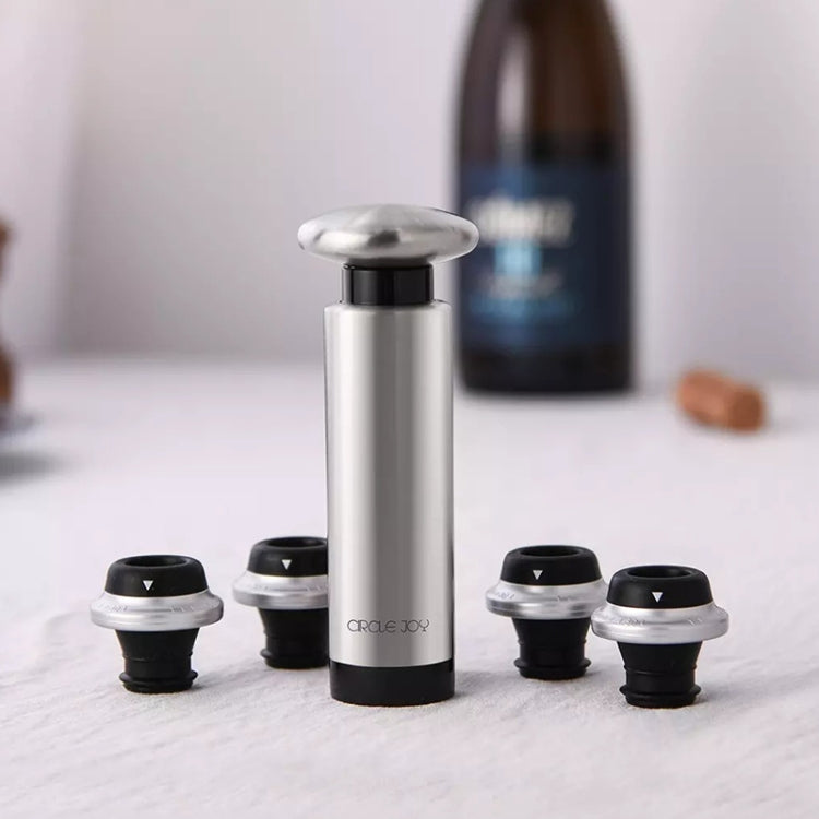 Original Xiaomi Youpin CircleJoy Edelstahl Rotweinverschluss-Set, Stil: 4 Stopfen in einer Pumpe, 4 Stopfen in einer Pumpe