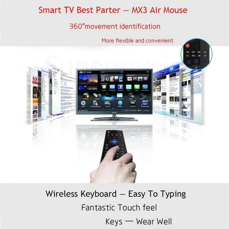 MX3-M Kabellose 2,4-GHz-Fernbedienung mit Tastatur und Mikrofon für Android TV-Boxen/Mini-PCs, Air Mouse mit Mikrofon
