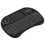 2,4-GHz-Mini-i8-Funk-QWERTY-Tastatur mit farbiger Hintergrundbeleuchtung, Touchpad und Multimedia-Steuerung für PC, Android-TV-Box, Xbox Player, Smartphones; farbige Hintergrundbeleuchtung änderbar