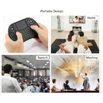 2,4-GHz-Mini-i8-Funk-QWERTY-Tastatur mit farbiger Hintergrundbeleuchtung, Touchpad und Multimedia-Steuerung für PC, Android-TV-Box, Xbox Player, Smartphones; farbige Hintergrundbeleuchtung änderbar