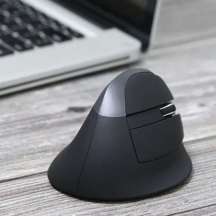 DELUX M618 Mini 2,4-GHz-Funkmaus mit 2400 DPI, USB-wiederaufladbar, ergonomisch, vertikal, Grau