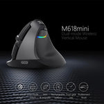 DELUX M618 Mini 2,4-GHz-Funkmaus mit 2400 DPI, USB-wiederaufladbar, ergonomisch, vertikal, Grau