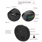 DELUX M618 Mini 2,4-GHz-Funkmaus mit 2400 DPI, USB-wiederaufladbar, ergonomisch, vertikal, Grau