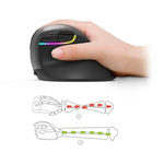 DELUX M618 Mini 2,4-GHz-Funkmaus mit 2400 DPI, USB-wiederaufladbar, ergonomisch, vertikal, Grau