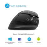 DELUX M618 Mini 2,4-GHz-Funkmaus mit 2400 DPI, USB-wiederaufladbar, ergonomisch, vertikal, Grau