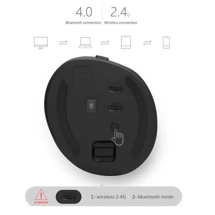DELUX M618 Mini 2,4-GHz-Funkmaus mit 2400 DPI, USB-wiederaufladbar, ergonomisch, vertikal, Grau