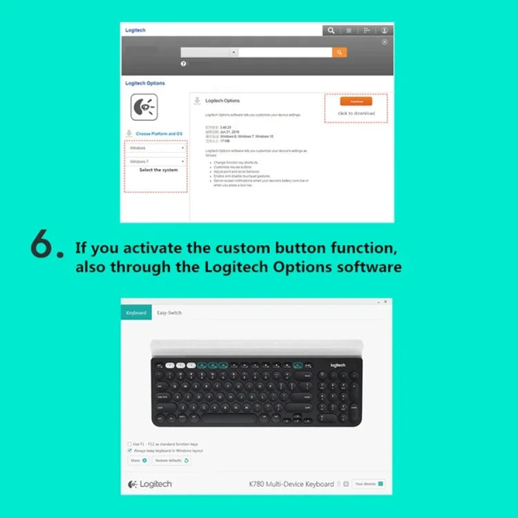 Logitech K780 Multi-device Bluetooth + Unifying Dual Mode Wireless Keyboard with Stand