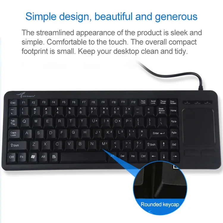 DS-8800 PS/2-Schnittstelle, spritzwassergeschützt, mit Lasergravur, einteiligem kabelgebundenem Touchpad, Länge: 1,5 m, DS-8800 PS/2