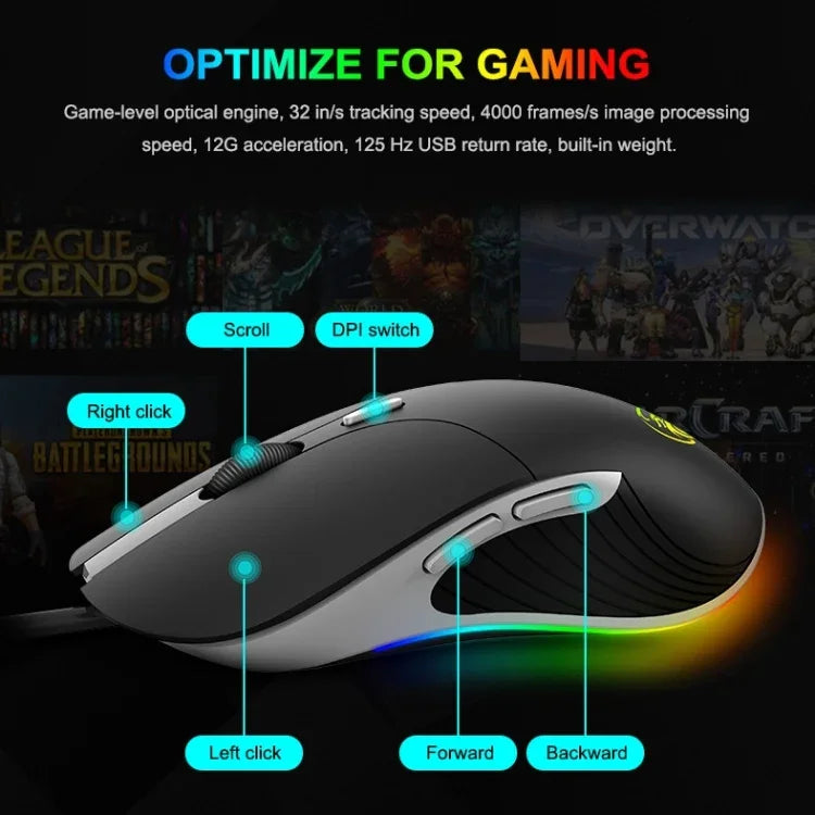 iMICE X6 Kabelgebundene Maus, 6-Tasten, farbenfrohe RGB-Gaming-Maus, X6