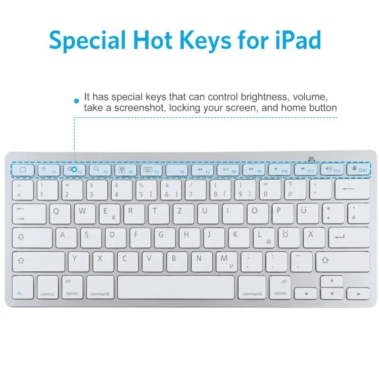 WB-8022 Ultradünne kabellose Bluetooth-Tastatur, deutsche Tasten, deutsche Tasten