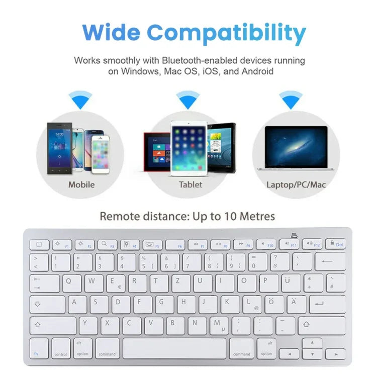 WB-8022 Ultradünne kabellose Bluetooth-Tastatur, deutsche Tasten, deutsche Tasten