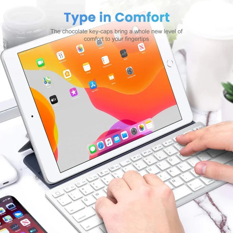 WB-8022 Ultradünne kabellose Bluetooth-Tastatur, deutsche Tasten, deutsche Tasten