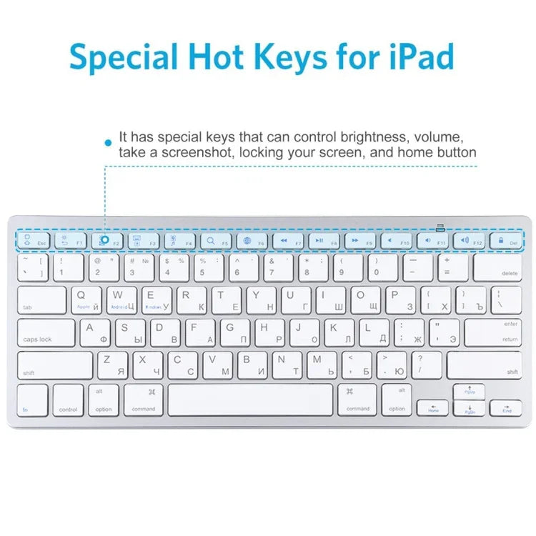 WB-8022 Ultradünne kabellose Bluetooth-Tastatur für iPad, Samsung, Huawei, Xiaomi, Tablet-PCs oder Smartphones, russische Tasten