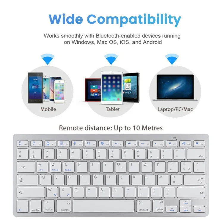 WB-8022 Ultradünne kabellose Bluetooth-Tastatur für iPad, Samsung, Huawei, Xiaomi, Tablet-PCs oder Smartphones, französische Tasten