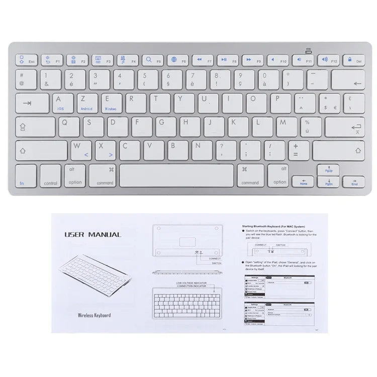 WB-8022 Ultradünne kabellose Bluetooth-Tastatur für iPad, Samsung, Huawei, Xiaomi, Tablet-PCs oder Smartphones, französische Tasten