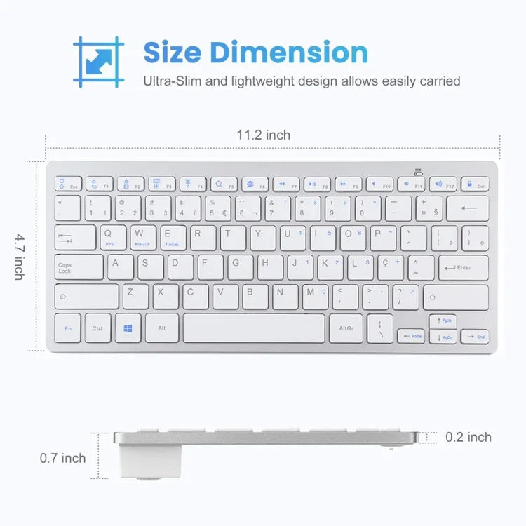 WB-8022 Ultradünne kabellose Bluetooth-Tastatur, portugiesische Tasten, portugiesische Tasten